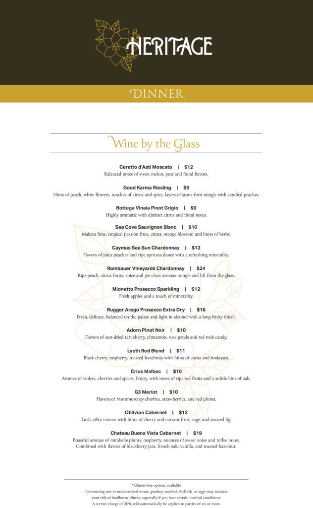 Legacy Hotel 23 Heritage Dinner Menu 2024 2