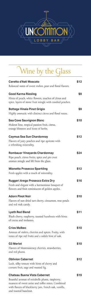 Legacy Hotel 16 UnCommon Menu 2024 2