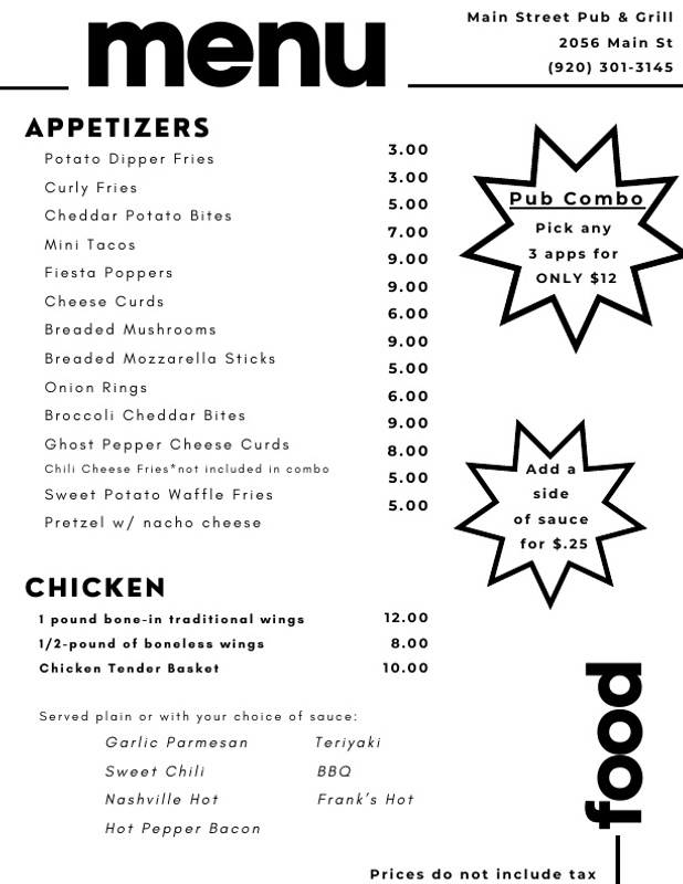 Main Street Pub & Grill 3 Merged Menu 9.16